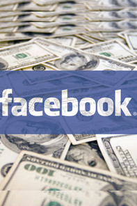 Facebook Logo über Geldscheine