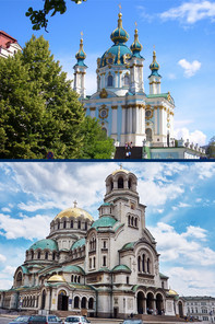 Pictures of churches in Kiev and Sofia