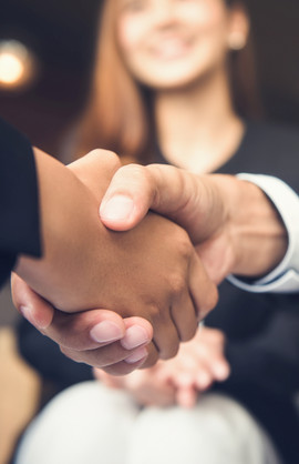 Close-up view of two people shaking hands