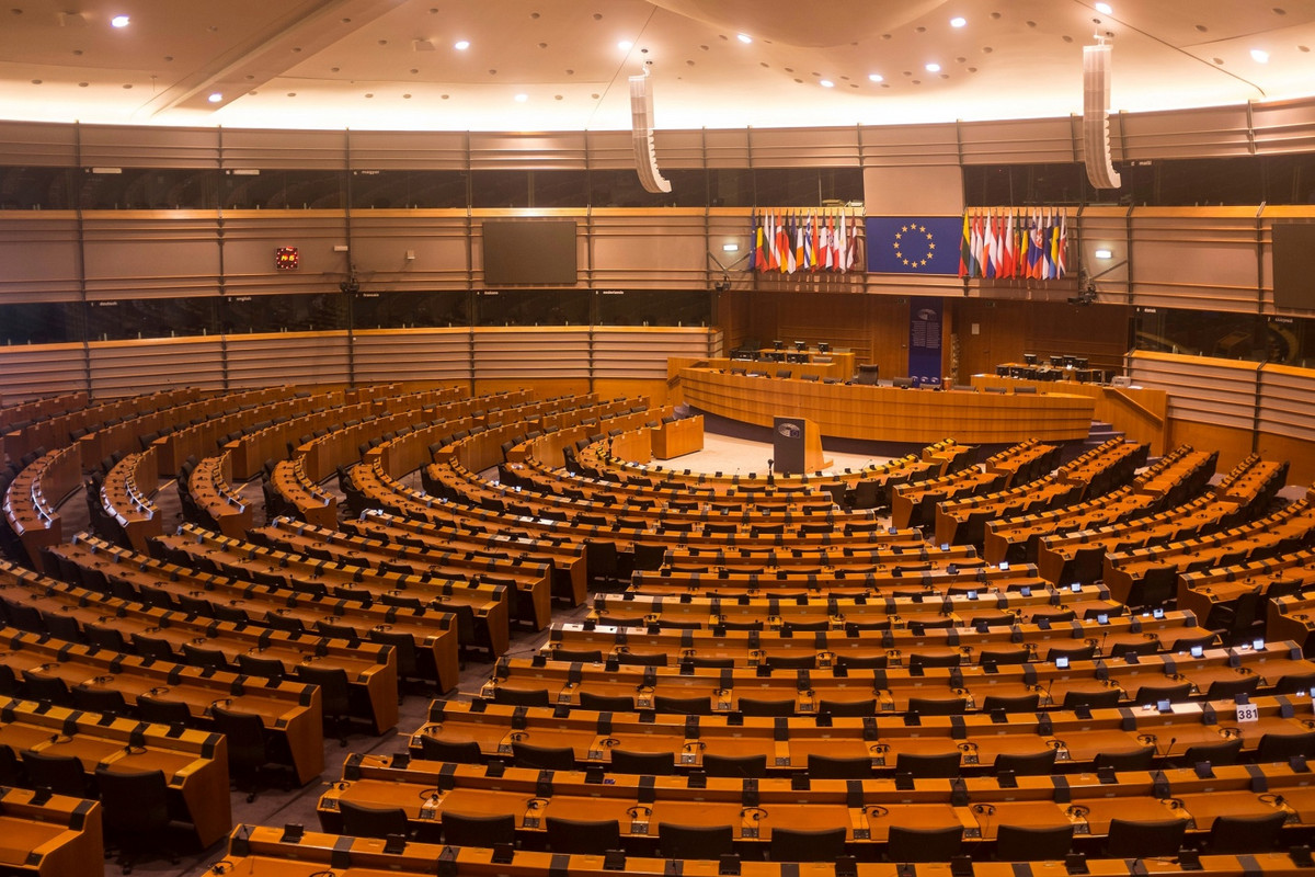 The European Parliament chamber in Brussels