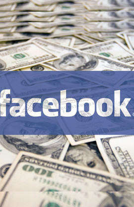 Facebook logo placed over dollars