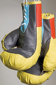 Picture of hung-up boxing gloves
