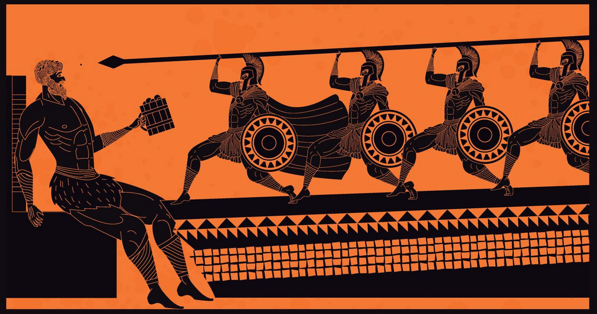 Bild das zeigt wie Odysseus gegen den Zyklop kämpft ohne eine SWOT gemacht zu haben