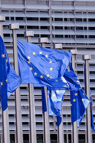 EU Flaggen wehen im Wind