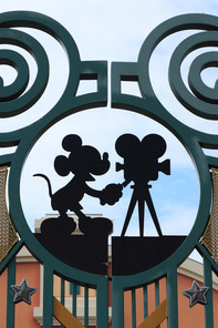 The Walt Disney Company Logo on a metal gate