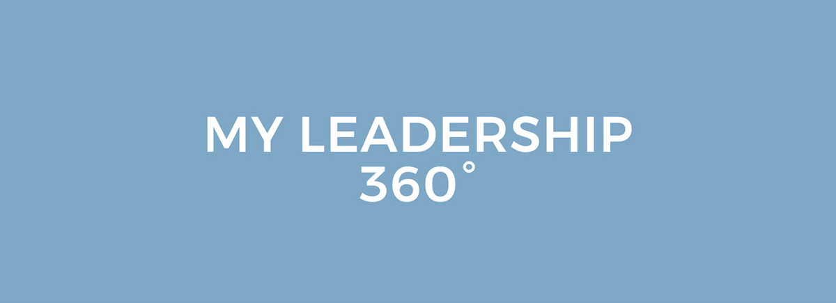 Ein blaues Banner mit der Aufschrift "My Leadership Academy 360°"