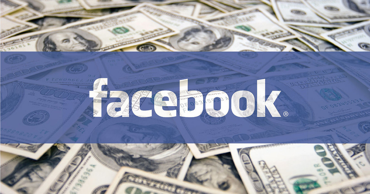 Facebook logo over dollars