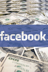 Facebook logo placed over dollars